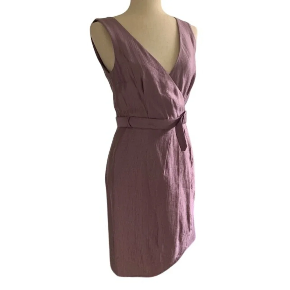Lavender Sleeveless Wrap Dress 6‎ Belted V-Neck Minimalist Quiet Luxury Career